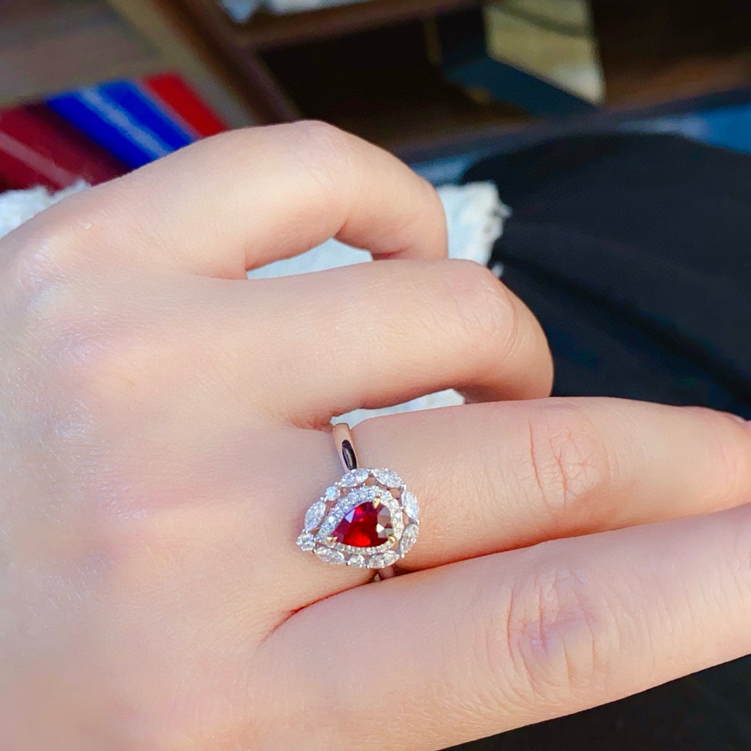 14k Gold 1.53 Ctw Vivid Red Natural Ruby & Diamond Ring - 2