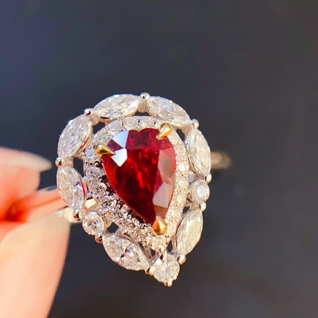 14k Gold 1.53 Ctw Vivid Red Natural Ruby & Diamond Ring - 3