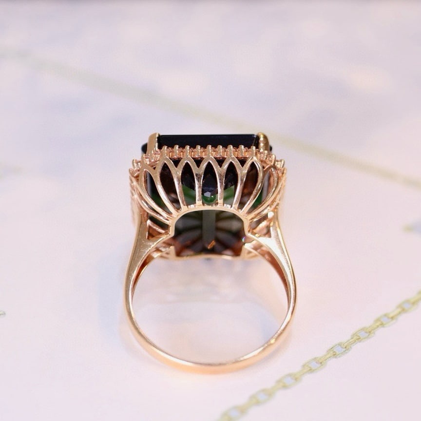 14k Gold 24.38 Ct Natural Tourmaline & Diamond Ring - 5