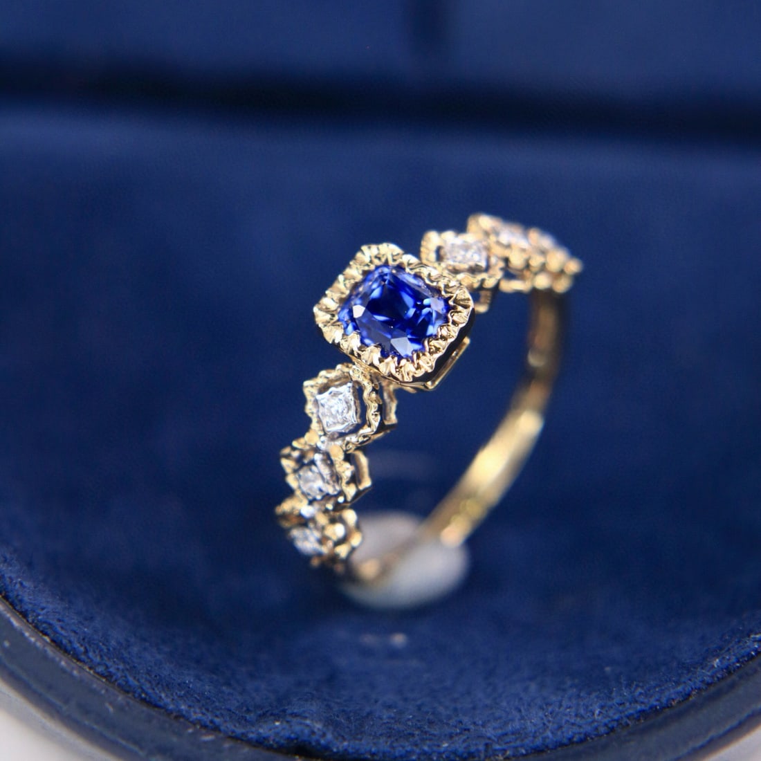 14k Gold 1.08 Ctw Natural Sapphire & Diamond Ring - 3