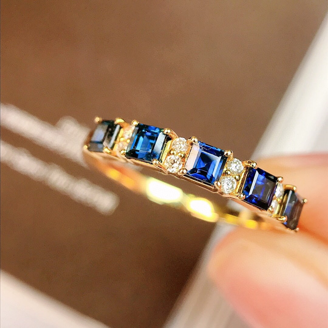 14k Gold 0.97 Ctw Natural Sapphire & Diamond Ring - 3