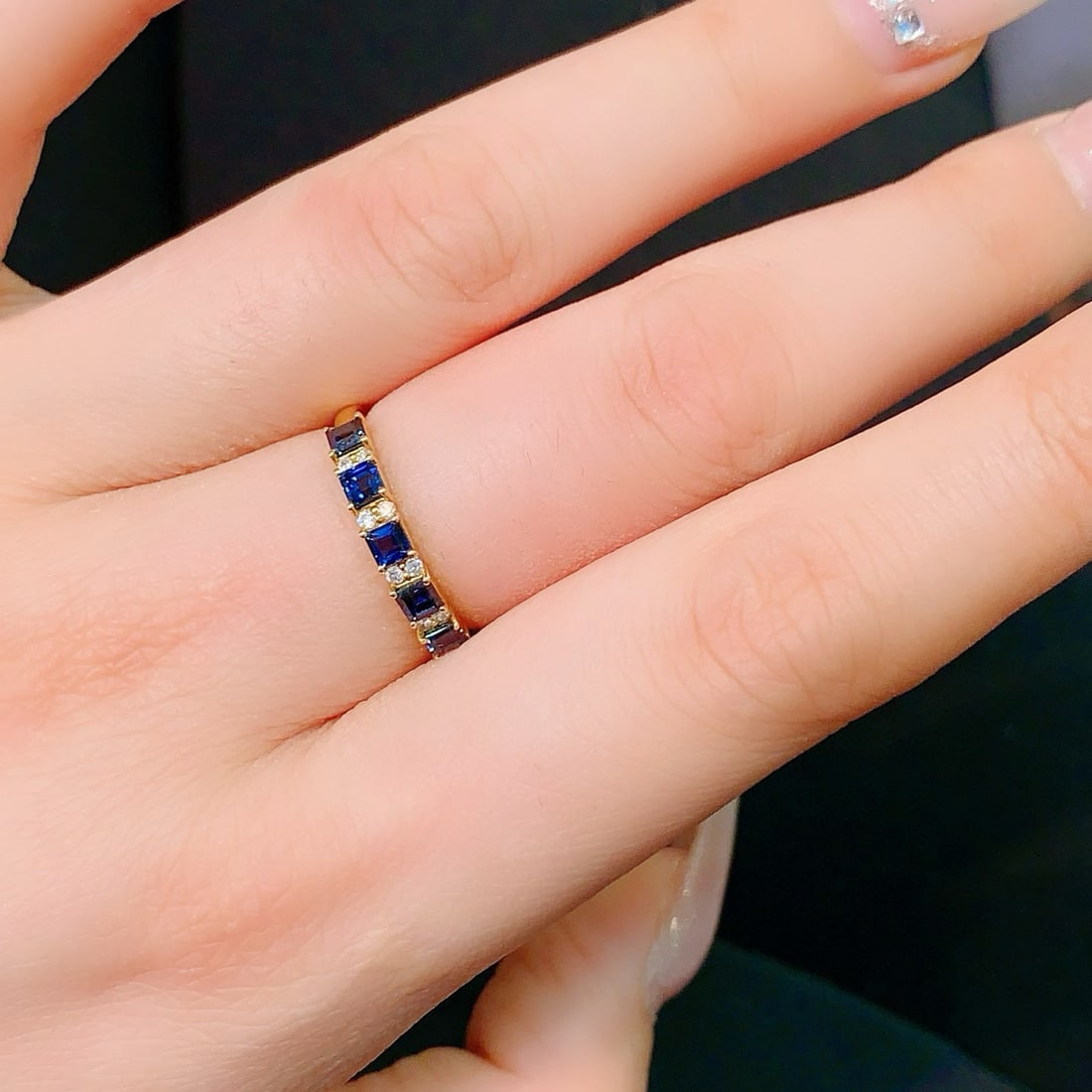 14k Gold 0.97 Ctw Natural Sapphire & Diamond Ring - 4