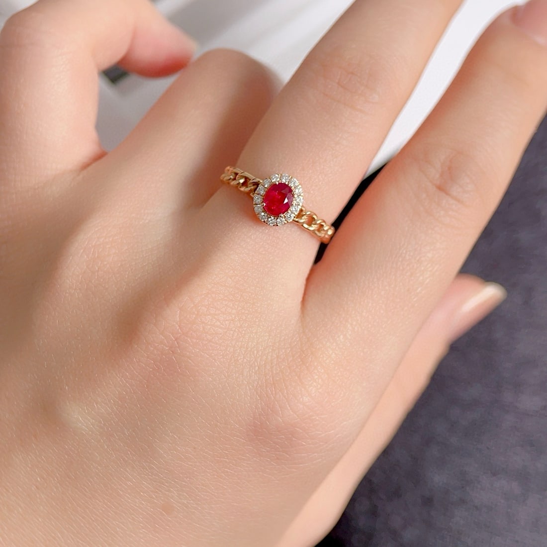 14k Gold 0.64 Ctw Natural Ruby & Diamond Ring - 7