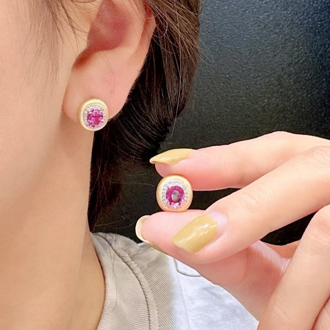 14k Gold 1.67 Ctw Natural Sapphire & Diamond Earrings - 4