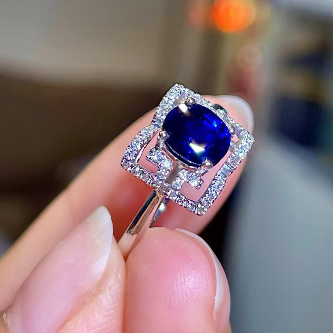 14k Gold 1.48 Ctw Natural Sapphire & Diamond Ring - 2