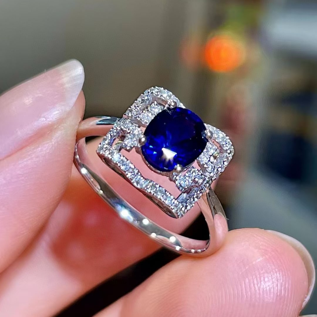 14k Gold 1.48 Ctw Natural Sapphire & Diamond Ring - 3