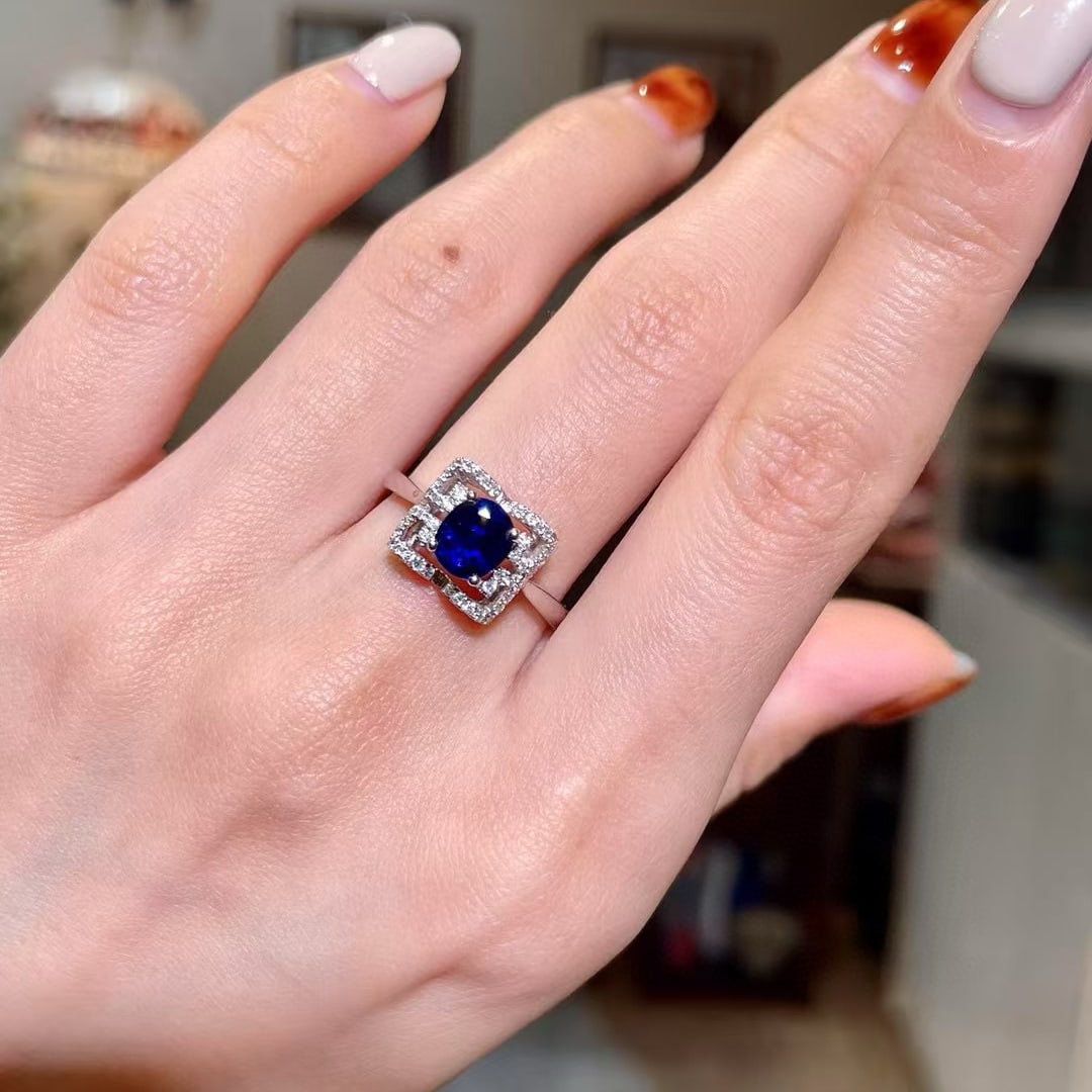 14k Gold 1.48 Ctw Natural Sapphire & Diamond Ring - 4