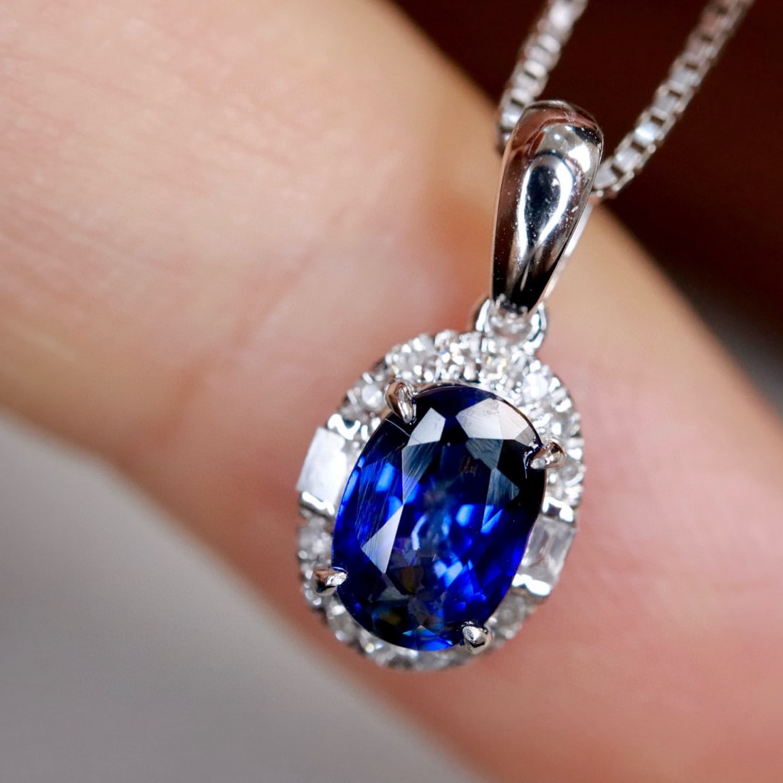14k Gold 0.70 Ctw Natural Sapphire & Diamond Pendant( Without Chain ) - 4