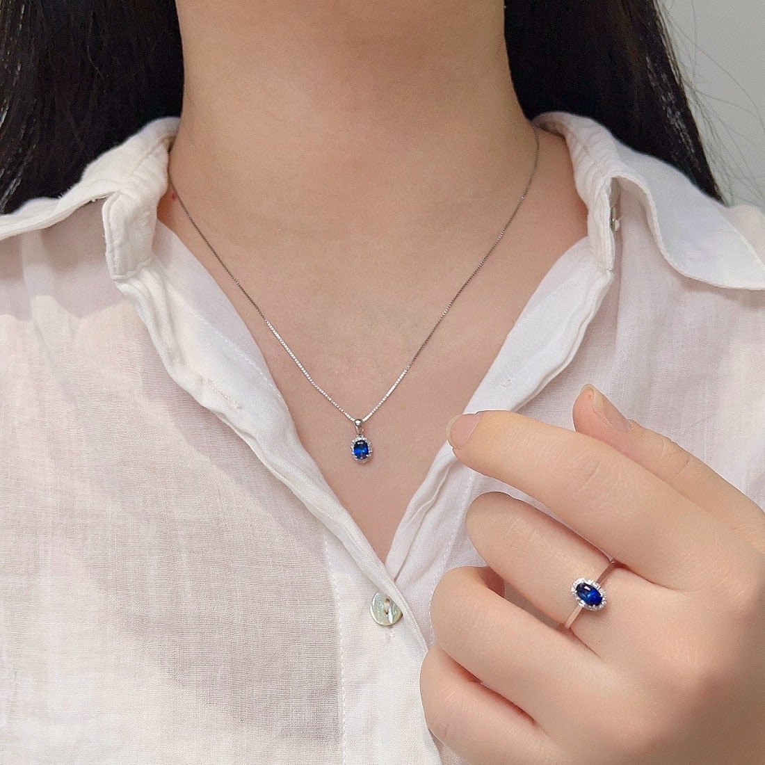 14k Gold 0.70 Ctw Natural Sapphire & Diamond Pendant( Without Chain ) - 6