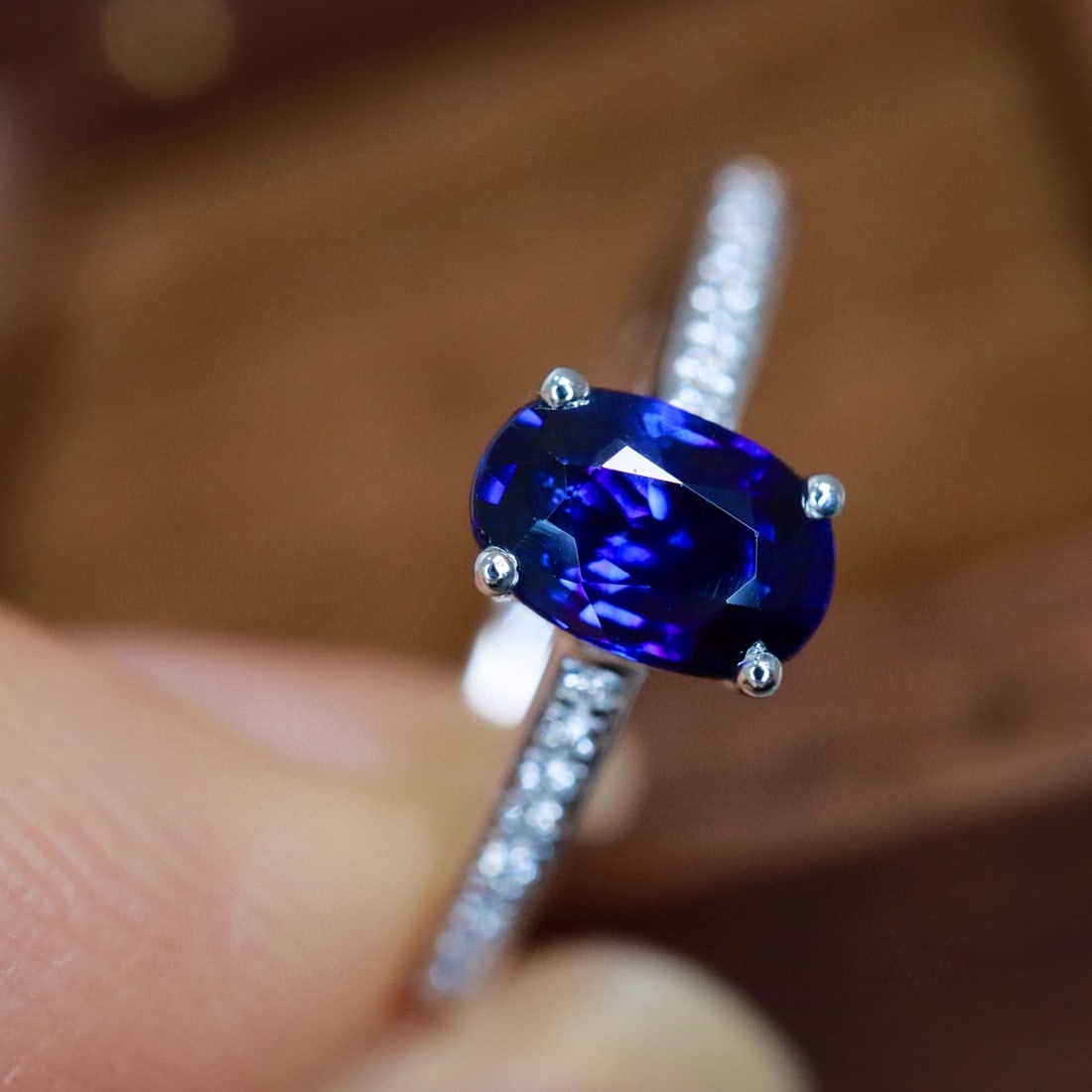 14k Gold 0.66 Ctw Natural Sapphire & Diamond Ring - 3