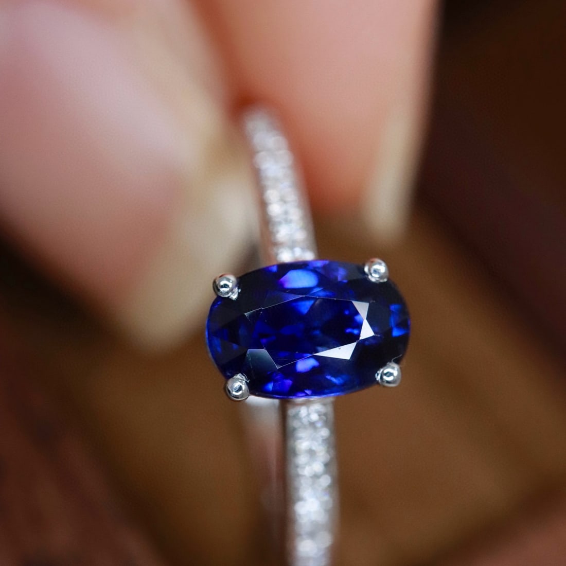 14k Gold 0.66 Ctw Natural Sapphire & Diamond Ring - 4