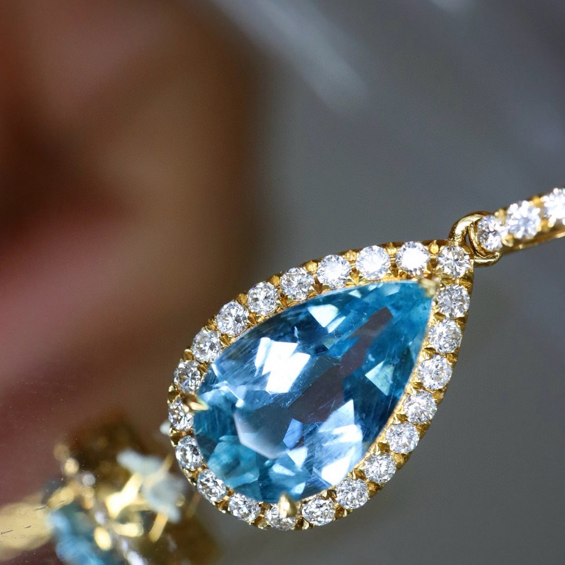 14k Gold 1.62 Ctw Natural Aquamarine & Diamond Pendant( Without Chain ) - 4