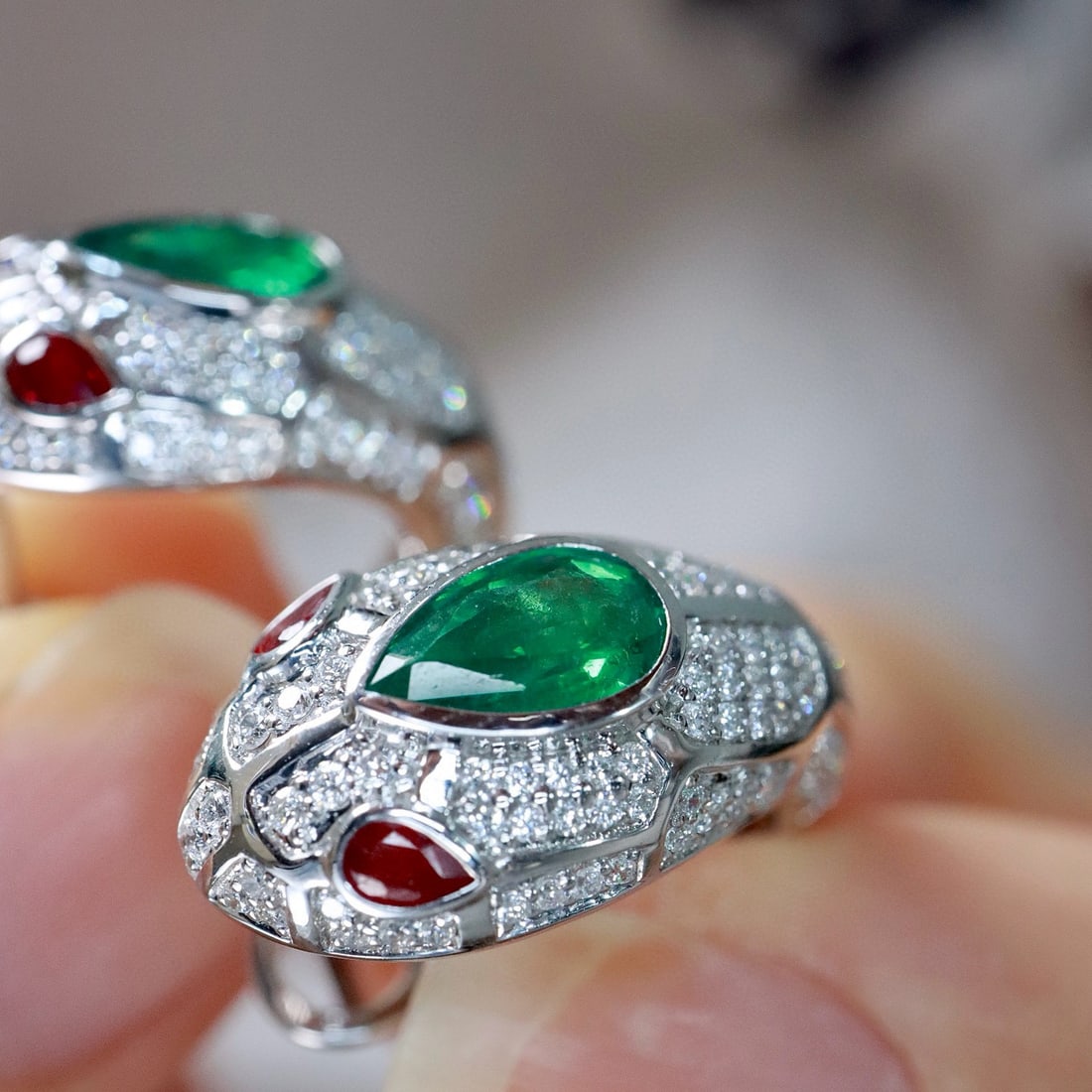 14k Gold 1.74 Ctw Vivid Green Natural Emerald & Diamond Earrings - 4