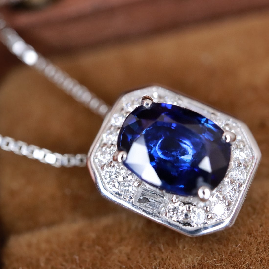 14k Gold 1.19 Ctw Natural Sapphire & Diamond Pendant( Without Chain ) - 3