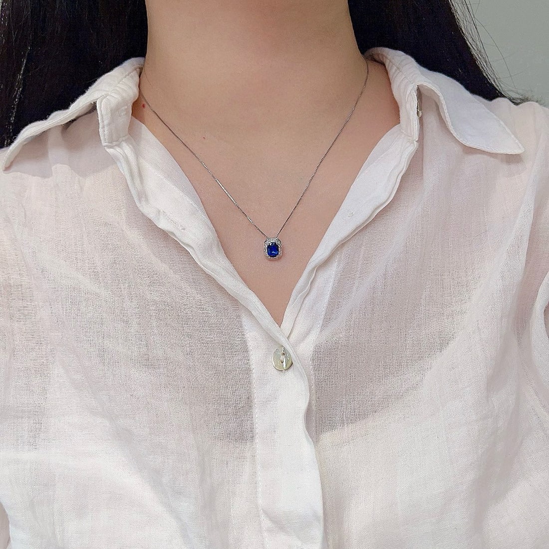 14k Gold 1.19 Ctw Natural Sapphire & Diamond Pendant( Without Chain ) - 6