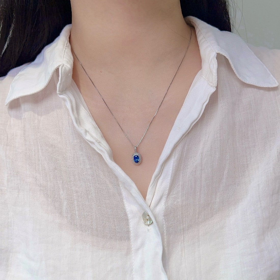 14k Gold 0.86 Ctw Natural Sapphire & Diamond Pendant( Without Chain ) - 6