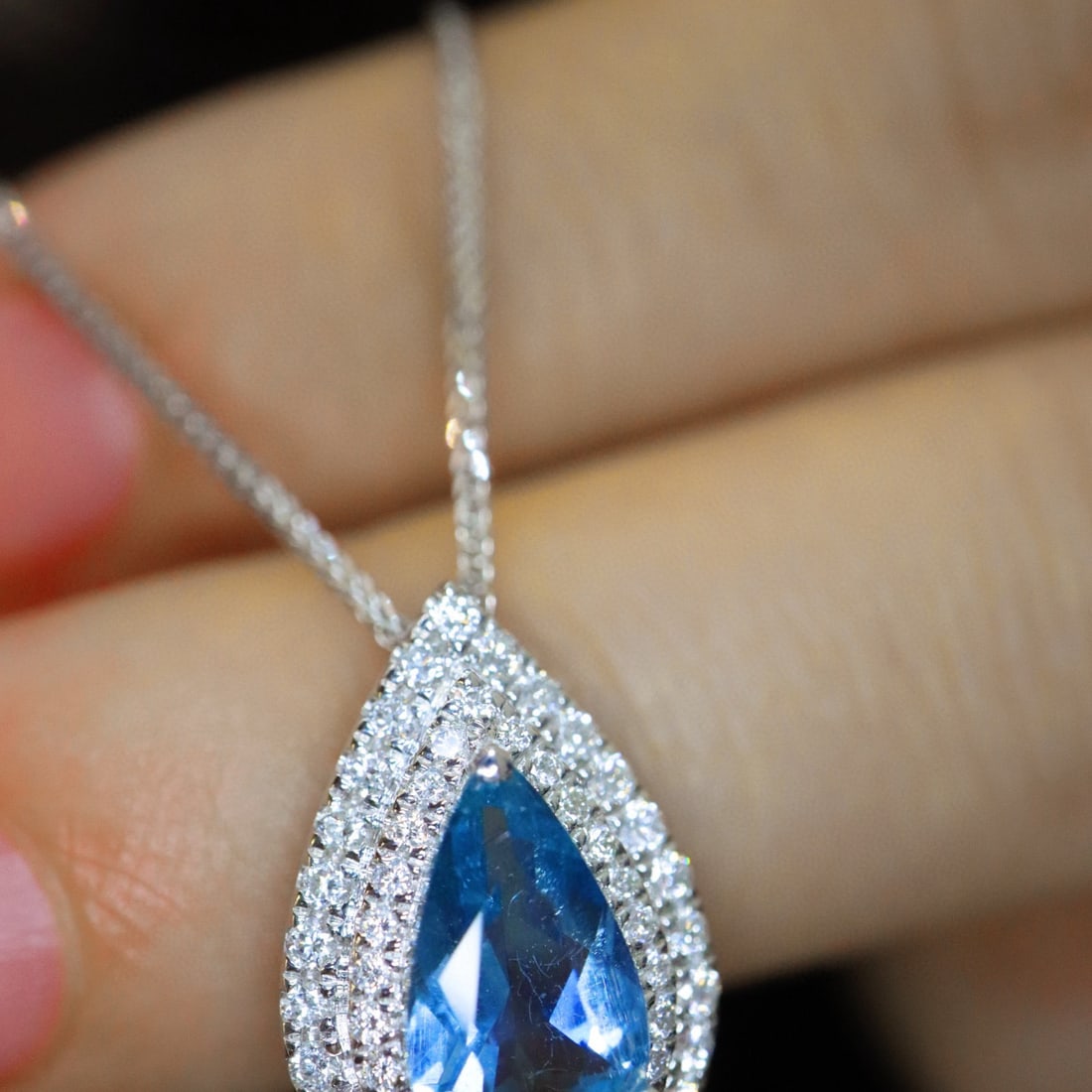 14k Gold 1.54 Ctw Natural Aquamarine & Diamond Pendant( Without Chain ) - 3