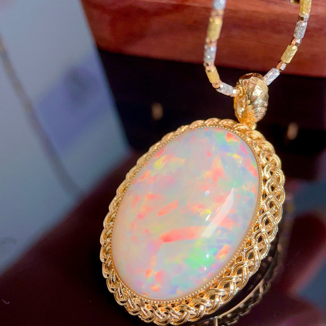 14k Gold 30.32 Ct Natural Opal Pendant( Without Chain ) - 3