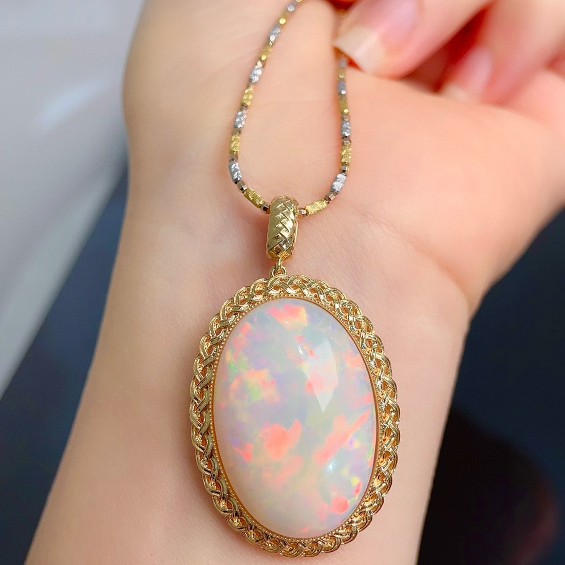 14k Gold 30.32 Ct Natural Opal Pendant( Without Chain ) - 5