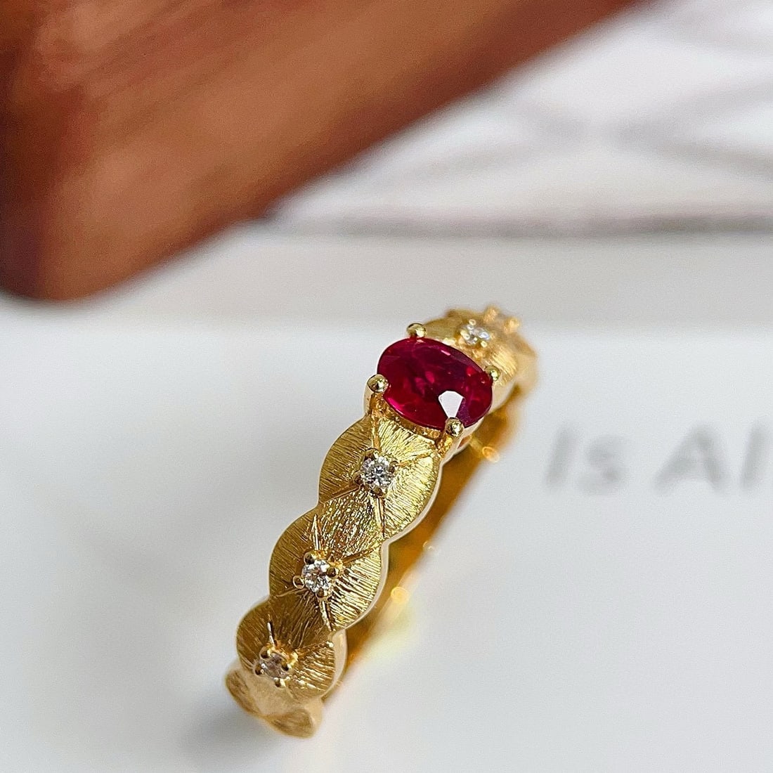 14k Gold 0.46 Ctw Natural Ruby & Diamond Ring - 2