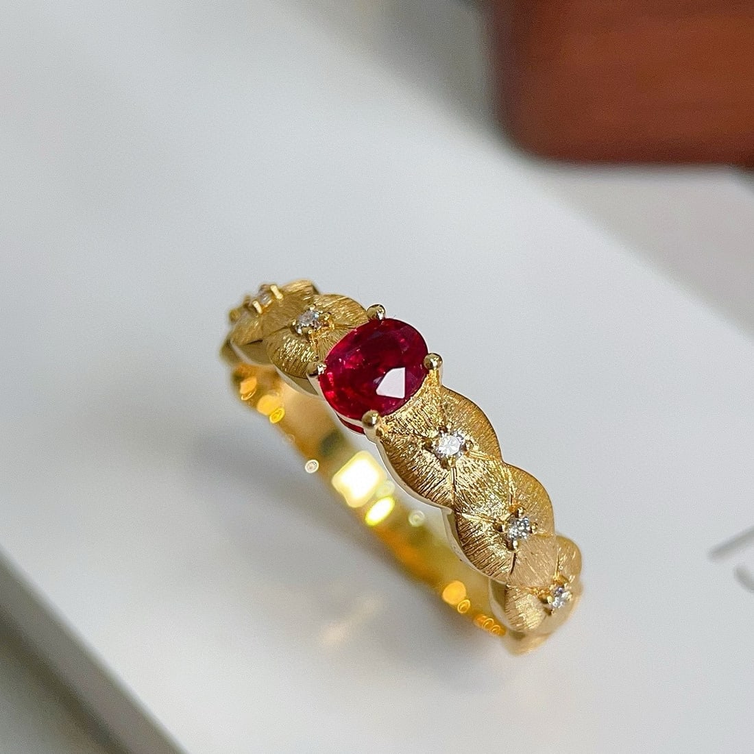 14k Gold 0.46 Ctw Natural Ruby & Diamond Ring - 3
