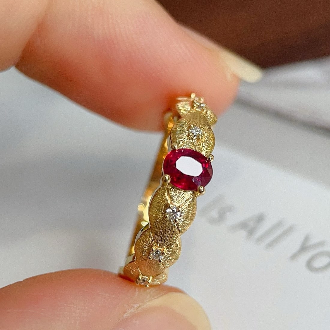 14k Gold 0.46 Ctw Natural Ruby & Diamond Ring - 4