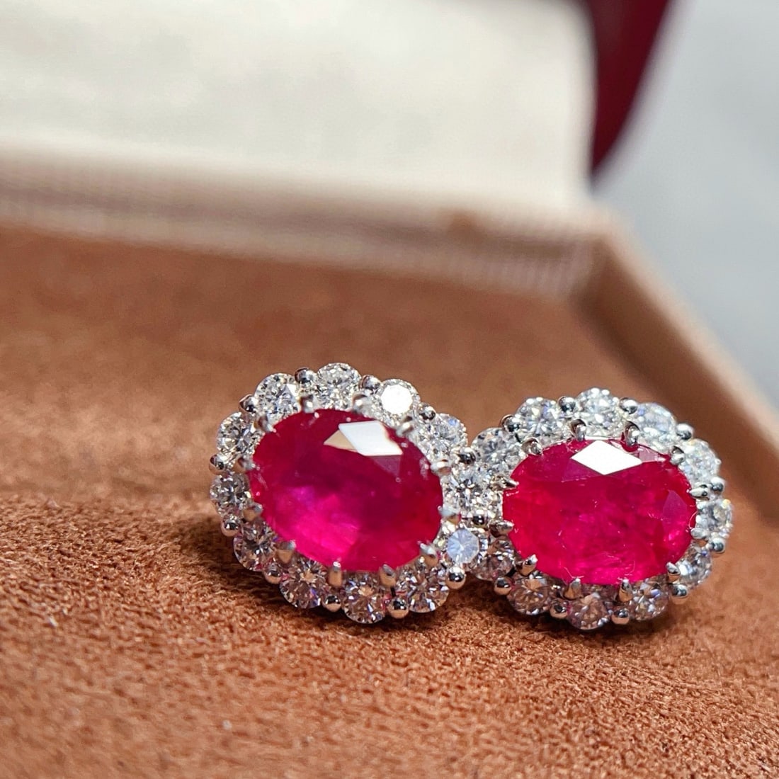 14k Gold 2.76 Ctw Natural Ruby & Diamond Earrings - 3