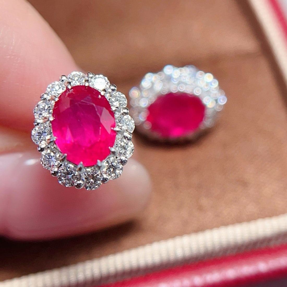 14k Gold 2.76 Ctw Natural Ruby & Diamond Earrings - 4