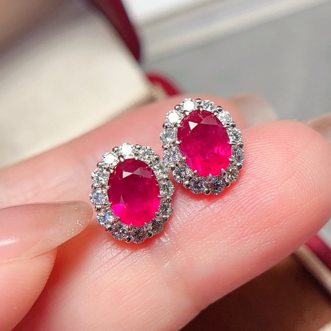 14k Gold 2.76 Ctw Natural Ruby & Diamond Earrings - 5