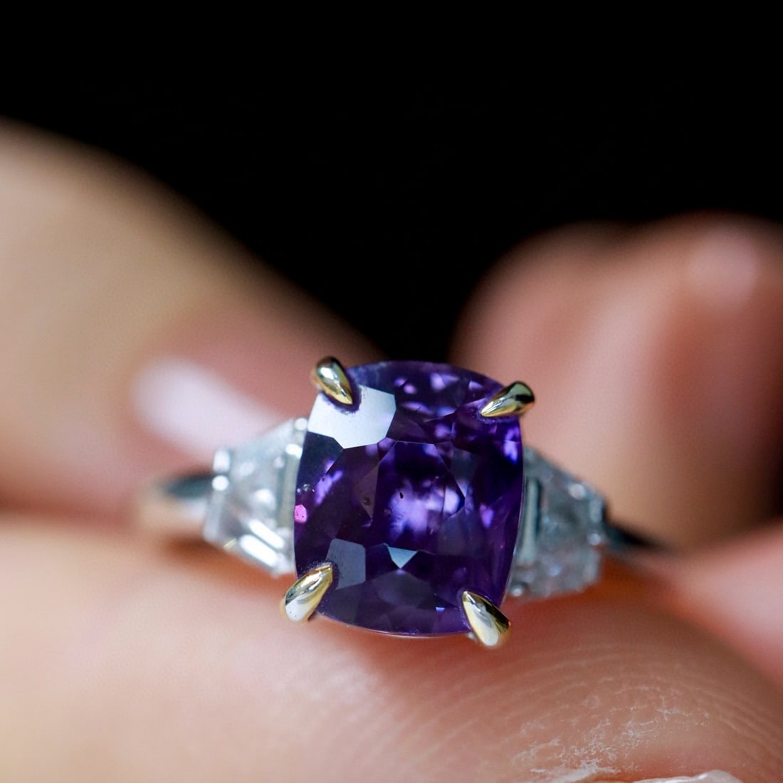 14k Gold 3.22 Ctw Natural Sapphire & Diamond Ring (1 of 6)