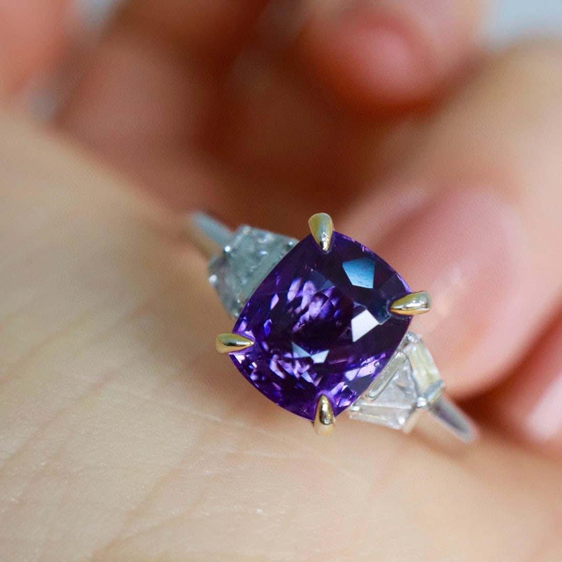 14k Gold 3.22 Ctw Natural Sapphire & Diamond Ring - 5