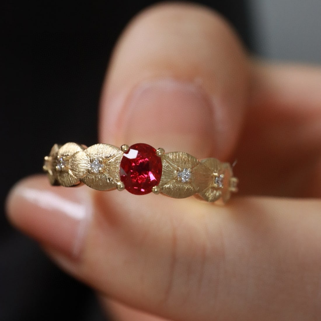 14k Gold 0.46 Ctw Natural Ruby & Diamond Ring - 3