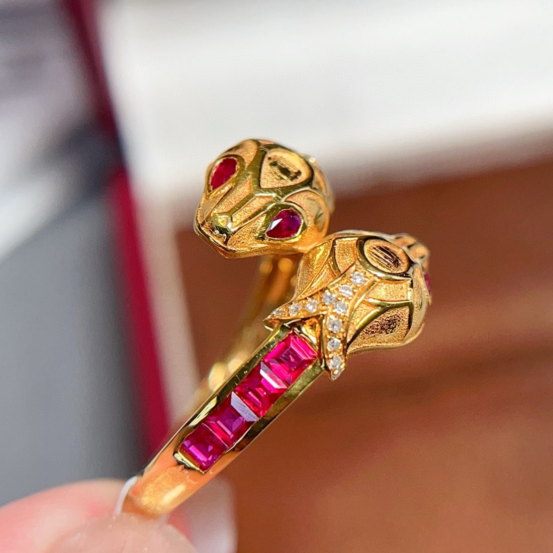 14k Gold 0.6 Ct Natural Ruby & Diamond Ring - 3