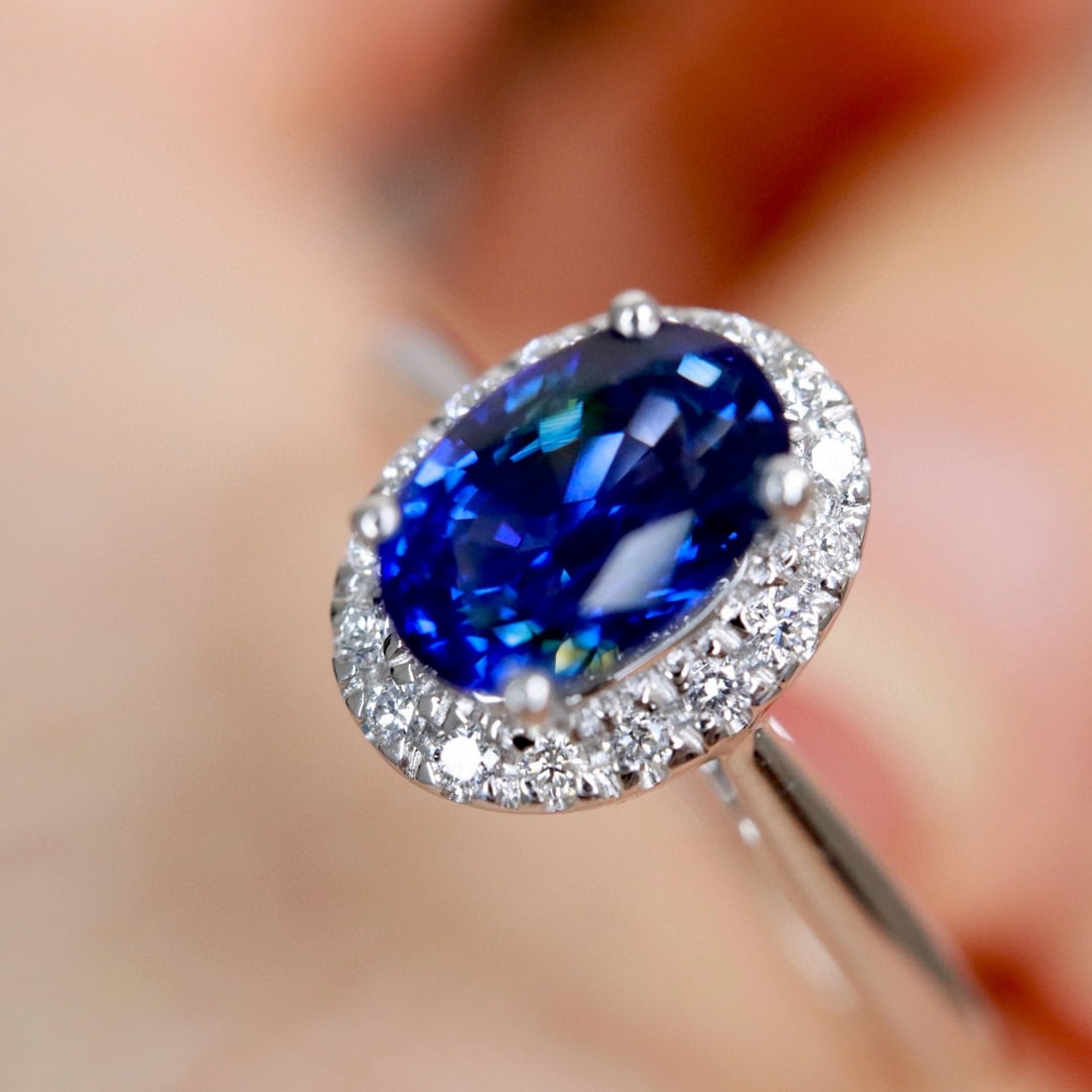 14k Gold 0.94 Ctw Natural Sapphire & Diamond Ring - 4