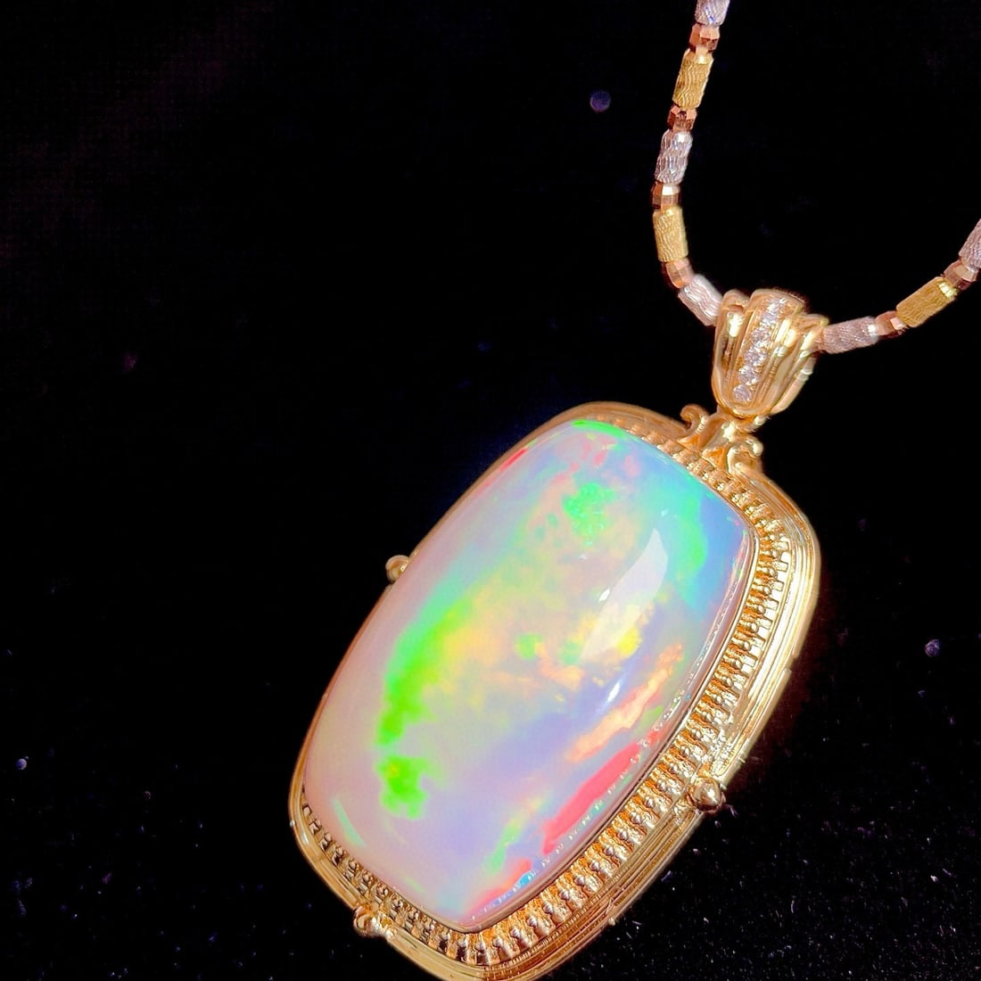 14k Gold 36.73 Ctw Natural Opal & Diamond Pendant( Without Chain ) - 5