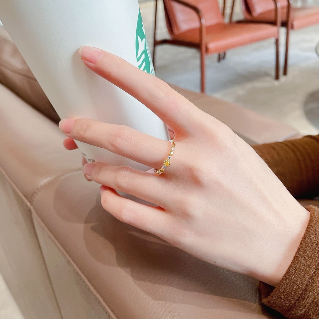 14k Gold 0.25 Ctw Natural Yellow Diamond & Diamond Ring - 2