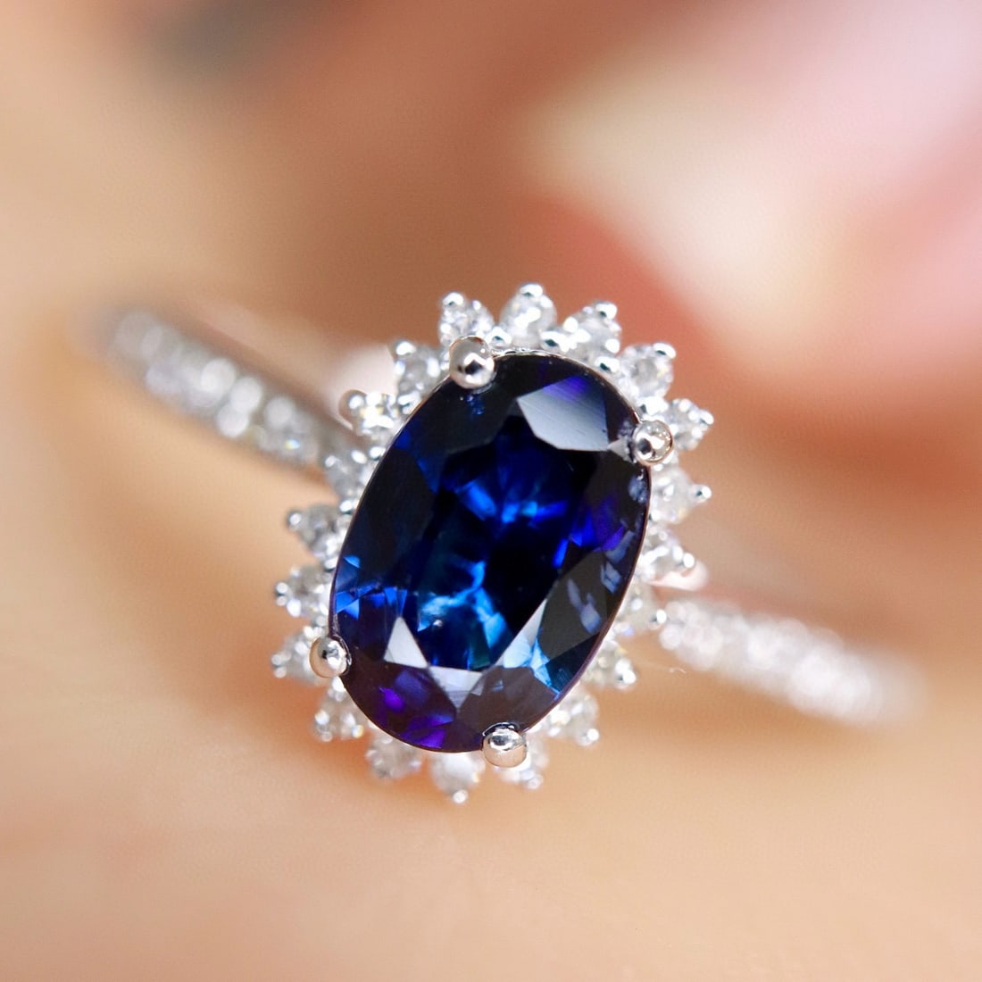 14k Gold 0.73 Ctw Natural Sapphire & Diamond Ring - 2