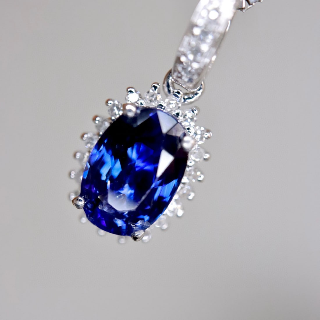 14k Gold 0.77 Ctw Natural Sapphire & Diamond Pendant( Without Chain ) - 3