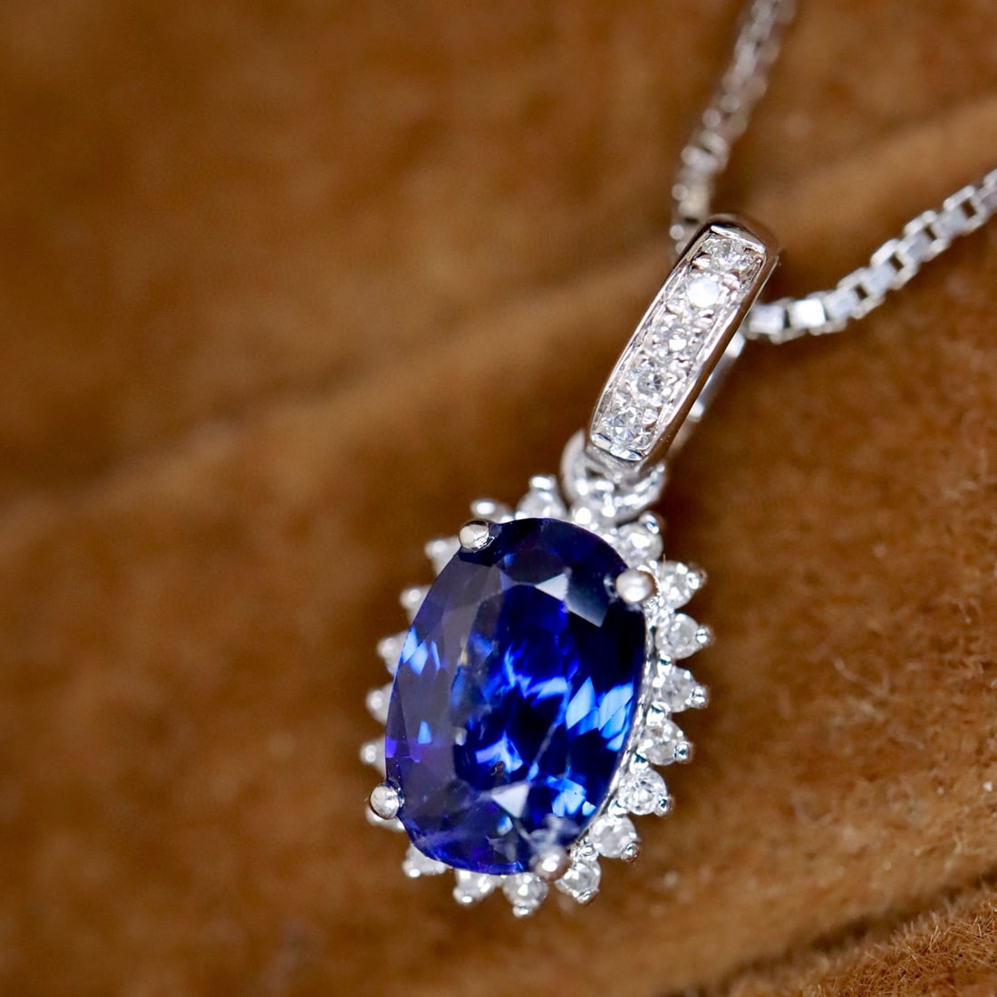 14k Gold 0.77 Ctw Natural Sapphire & Diamond Pendant( Without Chain ) - 4