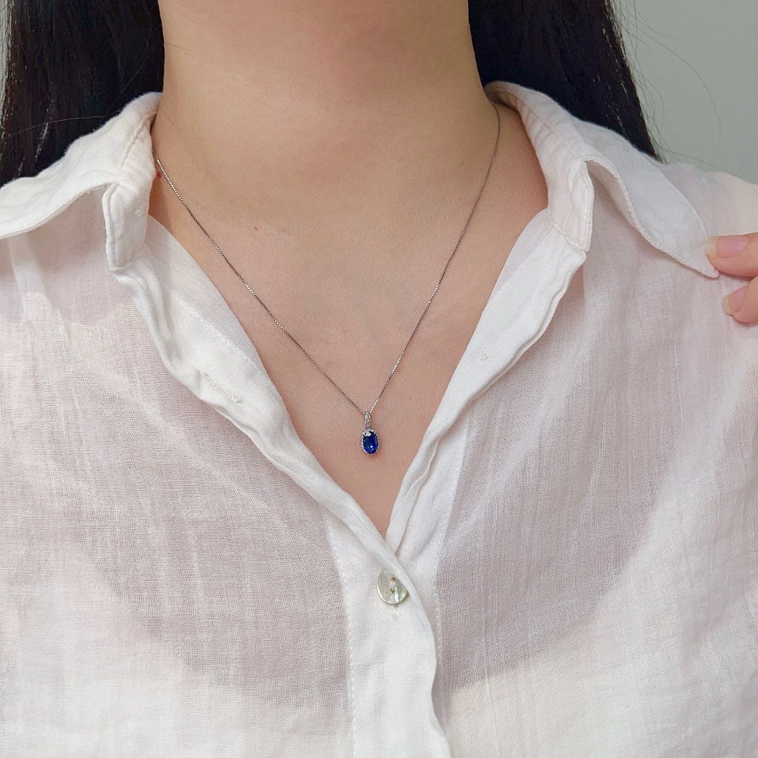 14k Gold 0.77 Ctw Natural Sapphire & Diamond Pendant( Without Chain ) - 5