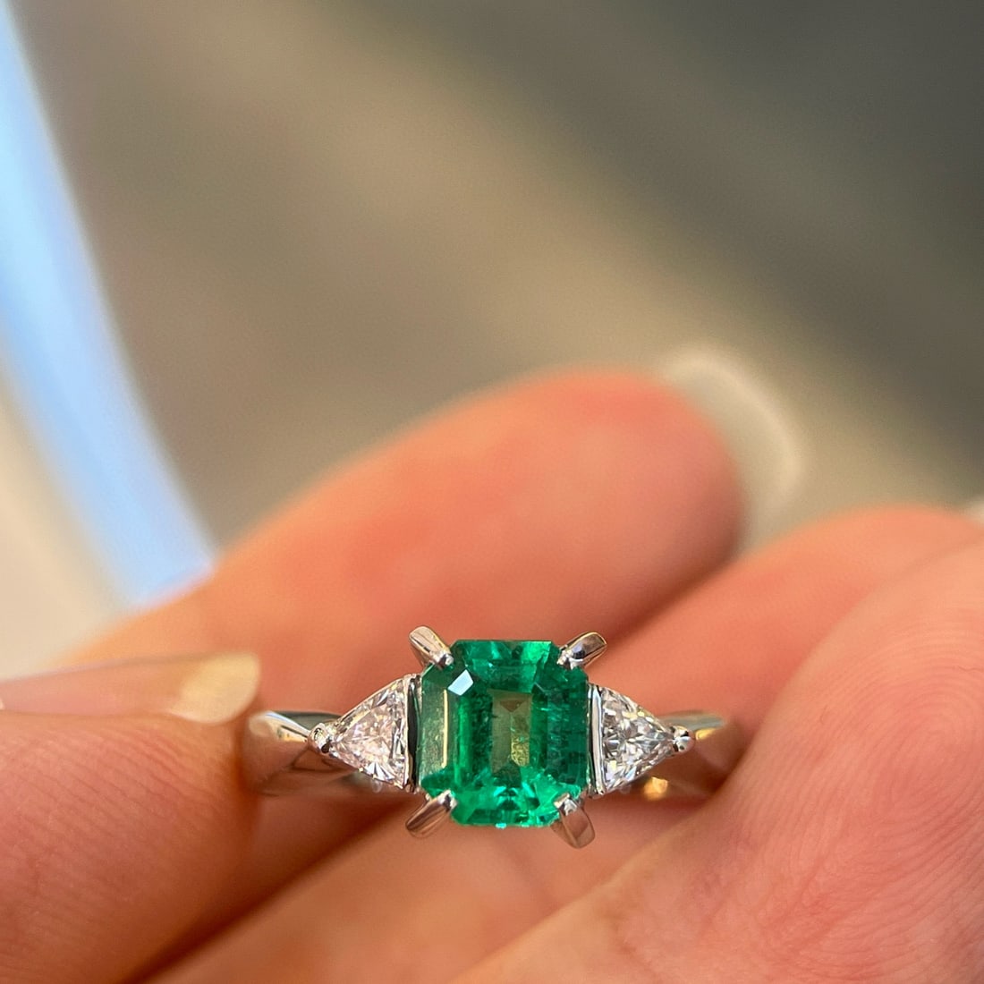 14k Gold 1.03 Ctw Natural Emerald & Diamond Ring - 4