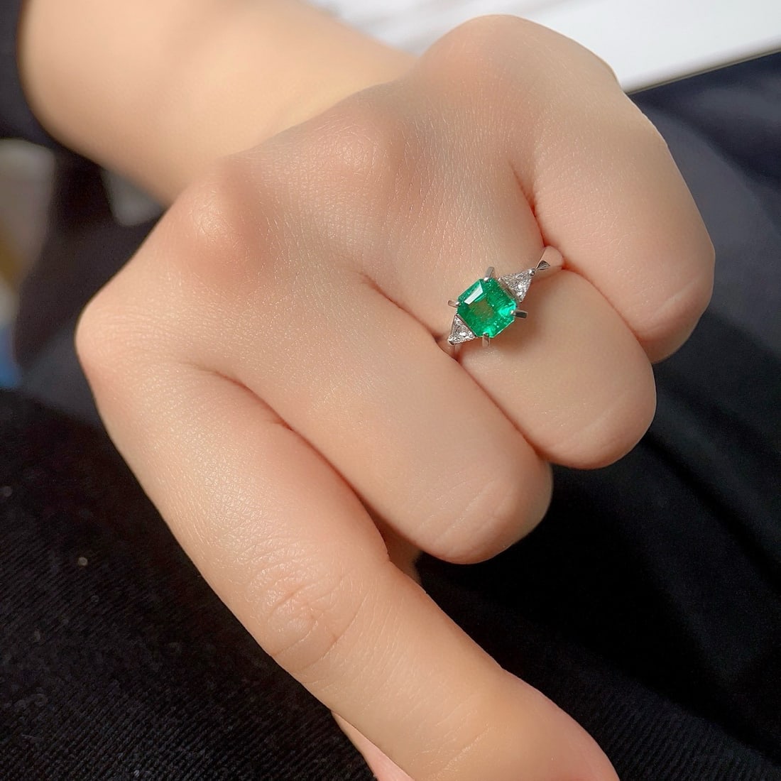 14k Gold 1.03 Ctw Natural Emerald & Diamond Ring - 5