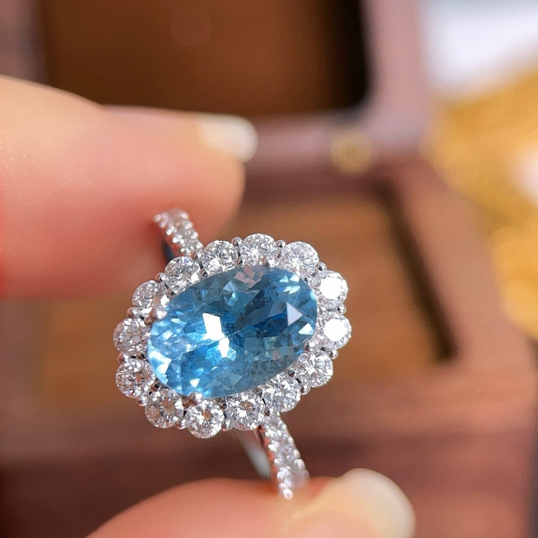 14k Gold 2.75 Ctw Natural Aquamarine & Diamond Ring - 3