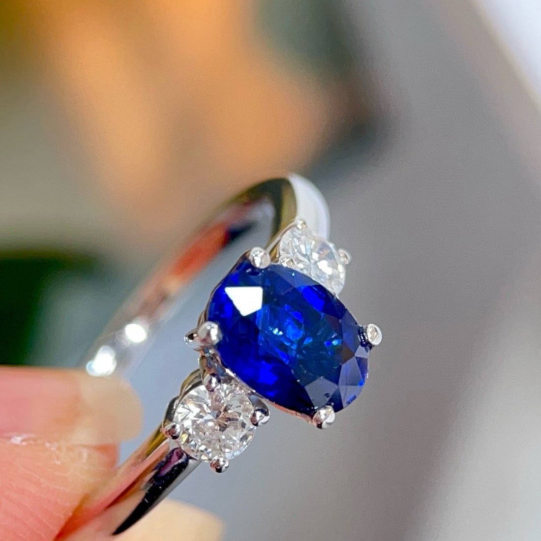 14k Gold 1.72 Ctw Natural Sapphire & Diamond Ring - 3