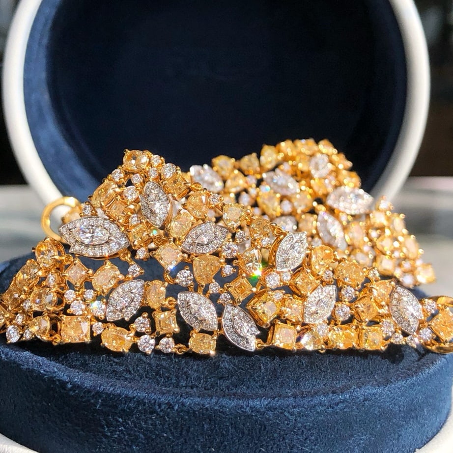 14k Gold 16.96 Ctw Natural Yellow Diamond & Diamond Earrings - 3