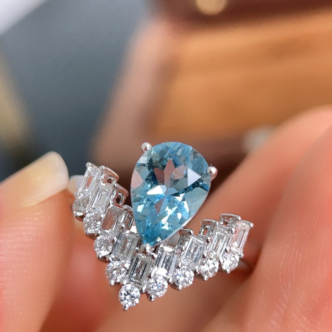 14k Gold 1.54 Ctw Natural Aquamarine & Diamond Ring - 4