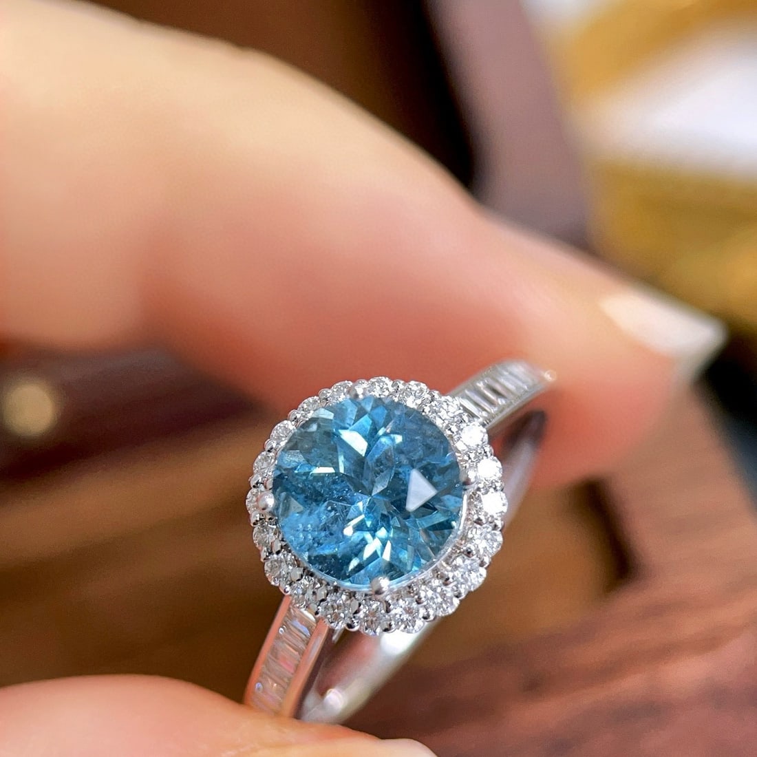 14k Gold 1.83 Ctw Natural Aquamarine & Diamond Ring - 2