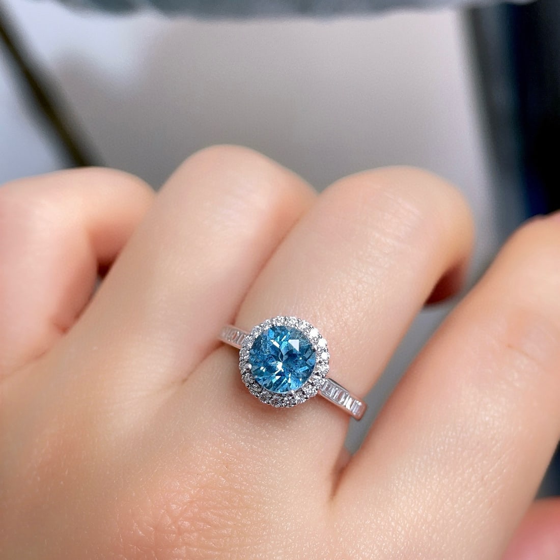 14k Gold 1.83 Ctw Natural Aquamarine & Diamond Ring - 5