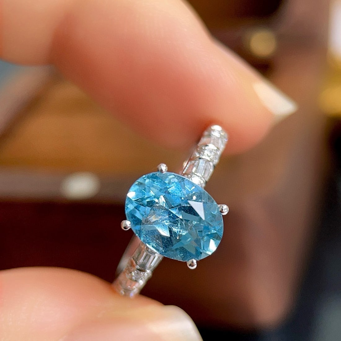 14k Gold 1.83 Ctw Natural Aquamarine & Diamond Ring - 6