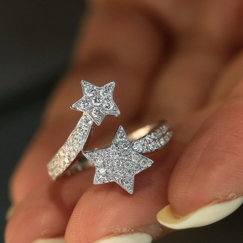 14k Gold 0.55 Ct Natural H Diamond Ring - 4